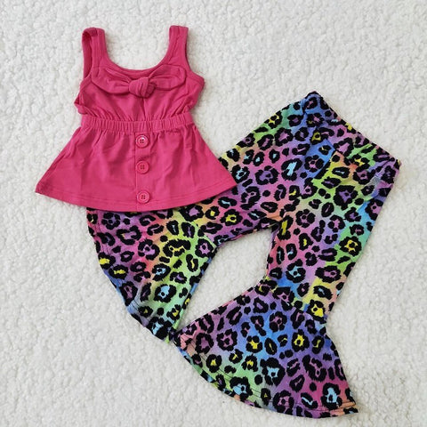 B17-21 Girl Fuchsia Sleeveless Leopard Pant Outfit-promotion 2024.3.9