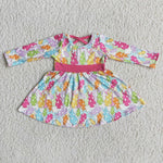 Girl Bunny Long Sleeve Twirl Dresses