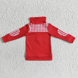 Boy Red Plaid Screen Print Zipper Jacket