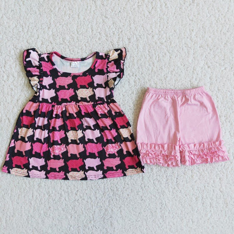 C11-6 Girl Pig Pink Shorts Outfit-promotion 2024.4.13