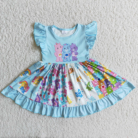 D9-18- Girl Bear Cartoon Patchwork Twirl Dress-promotion 2024.1.6