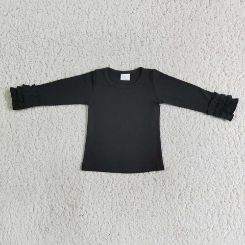 Girl Black Ruffles Long Sleeve Shirt