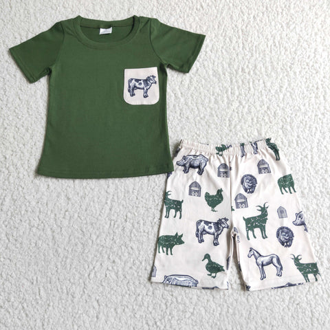 Green Farm Pocket Kids Baby Boy Summer Outfit