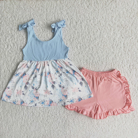 C0-12 Girl Floral Sleeveless Pink Shorts Outfit-promotion 2024.3.30