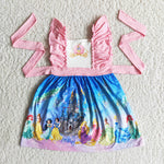 Girl Pink Cartoon Belt Dress