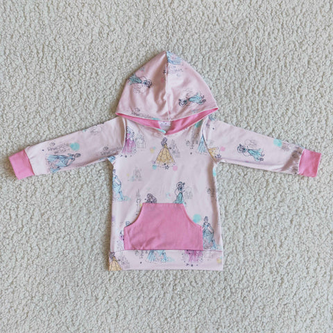 Girl Pink Cartoon Hoodie Long Sleeve T-shirt