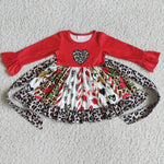 Girl Heart Leopard Patchwork Long Sleeve Twirl Dress