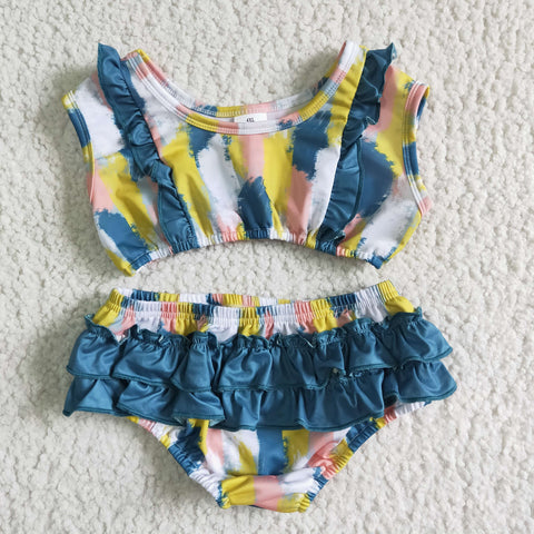 Girl Colorful Tank Top Briefs 2 Pieces Swimsuits