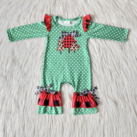 Girl Christmas Tree Dot Romper