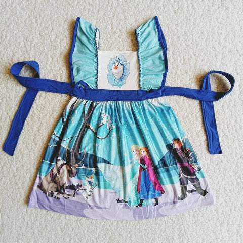 Blue Princess Sleeveless Baby Girls Dress