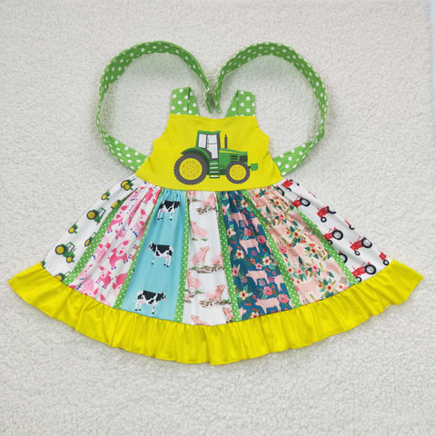 Girl Truck Farm Patchwork Twirl Dress