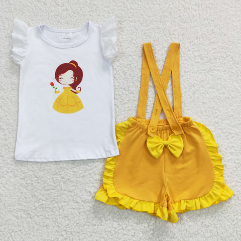 Girl Princess Yellow Overall Short Outfit