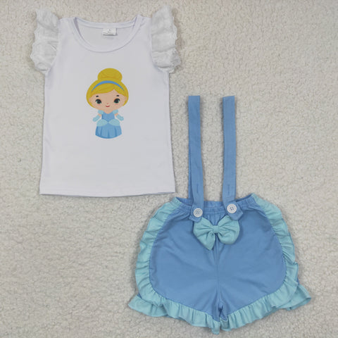 Girl Princess Blue Overall Short Outfit