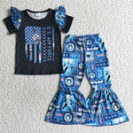 Air force kids flag bell bottom outfit