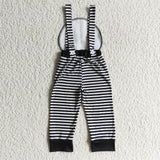 Boy Black Withe Striped Sleeveless Skull Baby Kids Jumpsuit