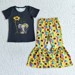 B16-10 Girl Elephant Sunflowers Outfit-promotion 2024.2.24
