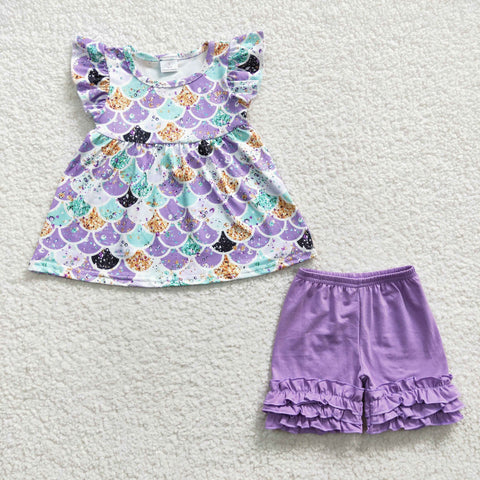 B17-9 Girl Scale Tunic Purple Shorts Outfit-promotion 2024.3.9