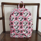 Cow print floral girls pink backpack