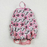 Cow print floral girls pink backpack