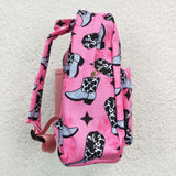 Rose red boots pattern girls pink backpack