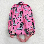 Rose red boots pattern girls pink backpack