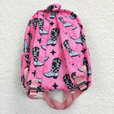 Rose red boots pattern girls pink backpack