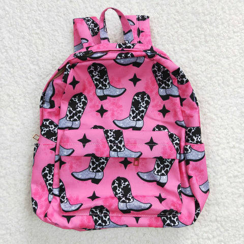 Rose red boots pattern girls pink backpack