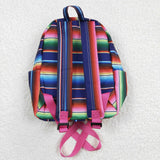 Red & Blue Stripes Girls Casual Backpack