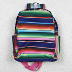 Red & Blue Stripes Girls Casual Backpack