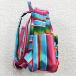 Blue & green stripes kids girl backpack