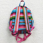 Blue & green stripes kids girl backpack