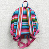 Blue & green stripes kids girl backpack