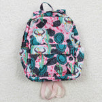 Gem cactus print kids girls green backpack