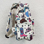 Boots pattern children beige backpack