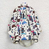 Boots pattern children beige backpack