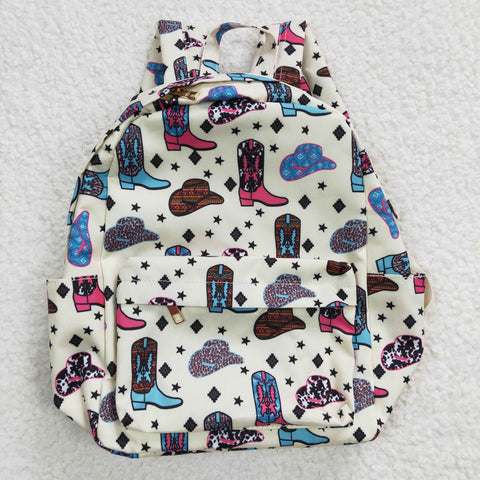 Boots pattern children beige backpack