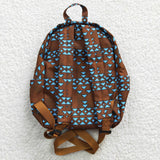 Cow print geometric kids brown backpack