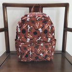 Cow print geometric kids brown backpack