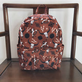 Cow print geometric kids brown backpack