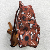 Cow print geometric kids brown backpack