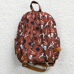 Cow print geometric kids brown backpack