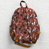 Cow print geometric kids brown backpack