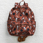 Cow print geometric kids brown backpack