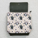 Cow cactus print children green backpack