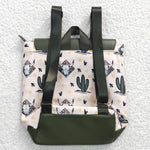 Cow cactus print children green backpack