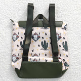 Cow cactus print children green backpack