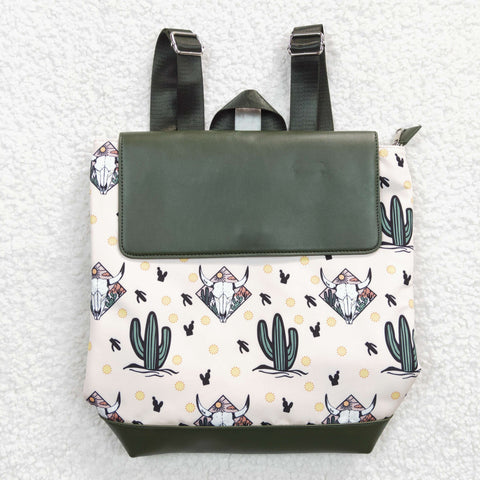 Cow cactus print children green backpack