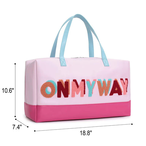 On my way girls pink zipper duffel bag