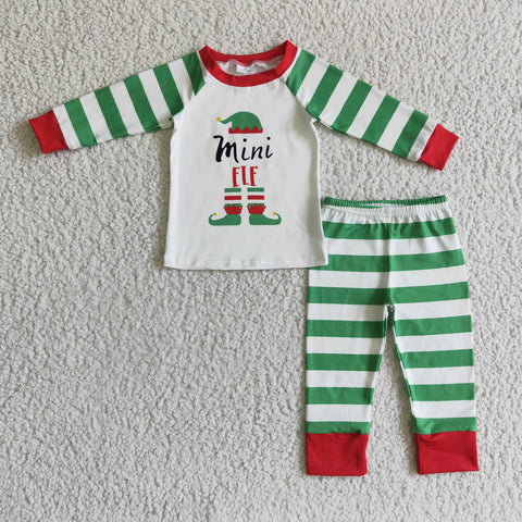 Children pajamas sets baby green clothing suits baby boys striped outfits