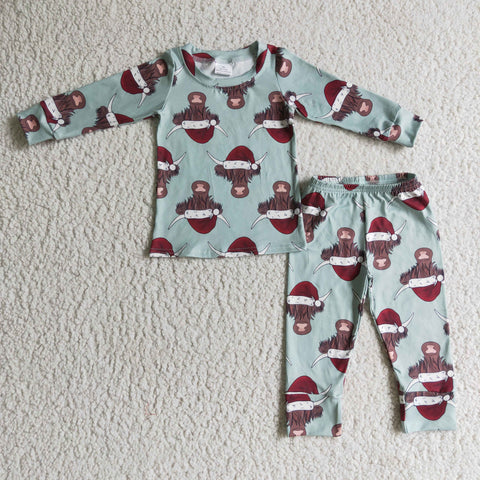 BLP0087 Cattle print children's holiday clothing baby lounge sets boys christmas outfits-promotion 2024.11.30